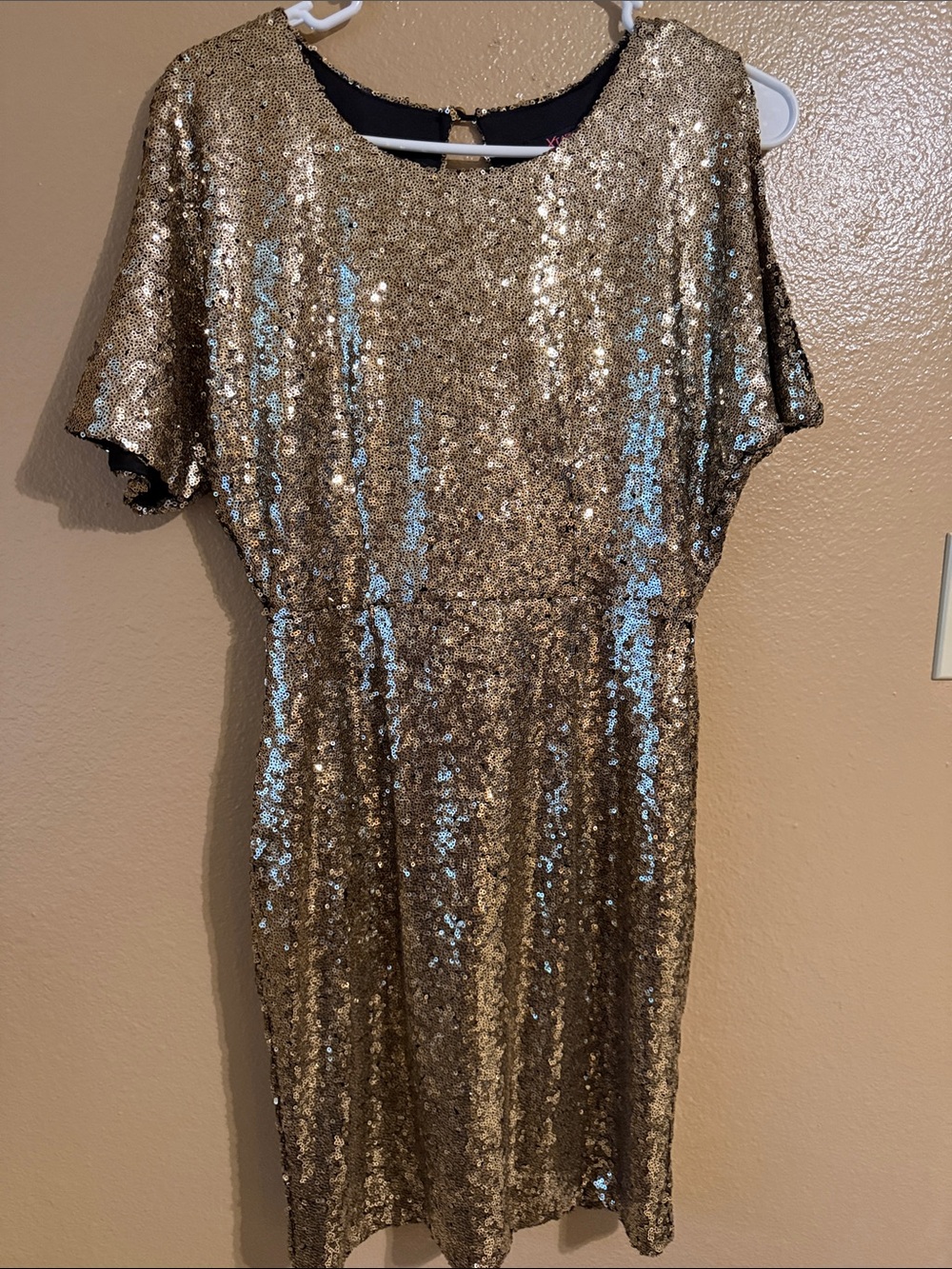 Xtaren Gold Sequin Midi Dress